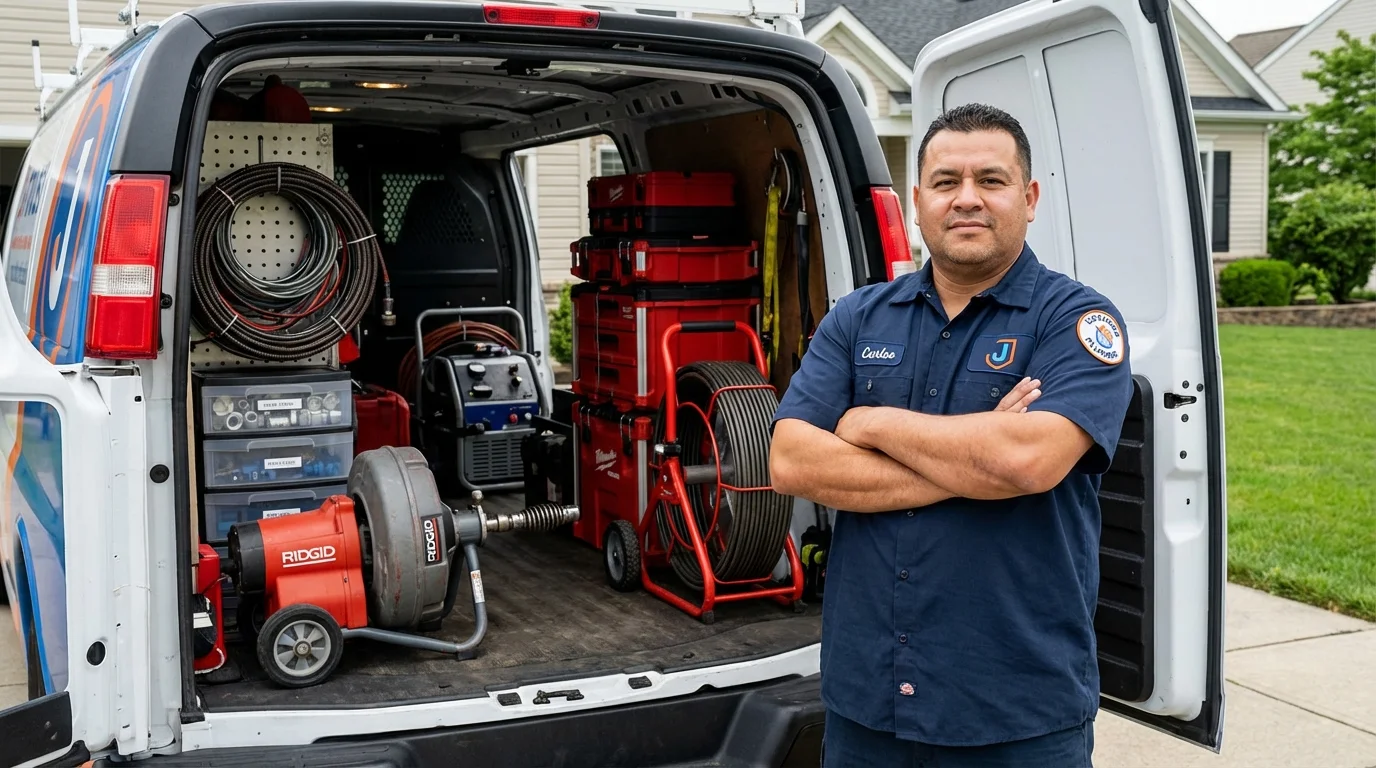 Professional drain cleaning equipment and Johns Plumbing LLC plumber in Gaylord