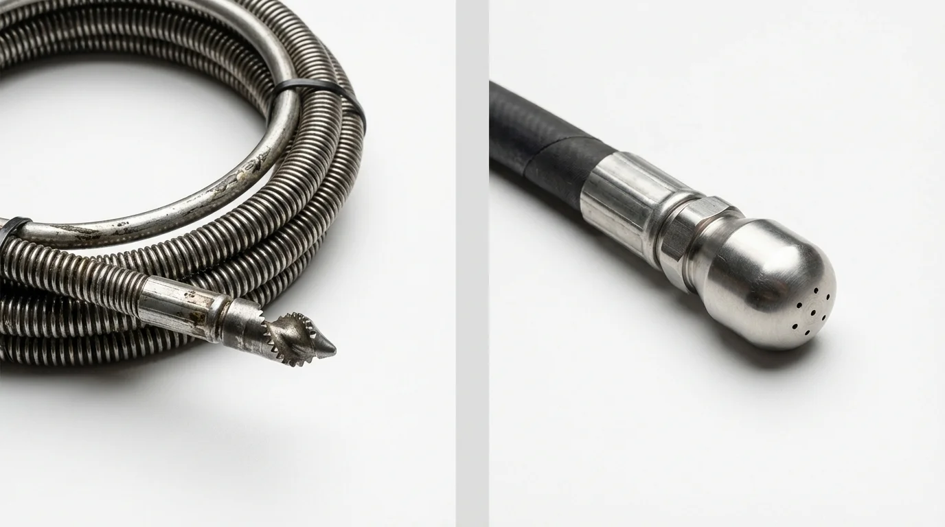 Drain snake cable and hydro jetting nozzle used for drain cleaning in Gaylord, MN