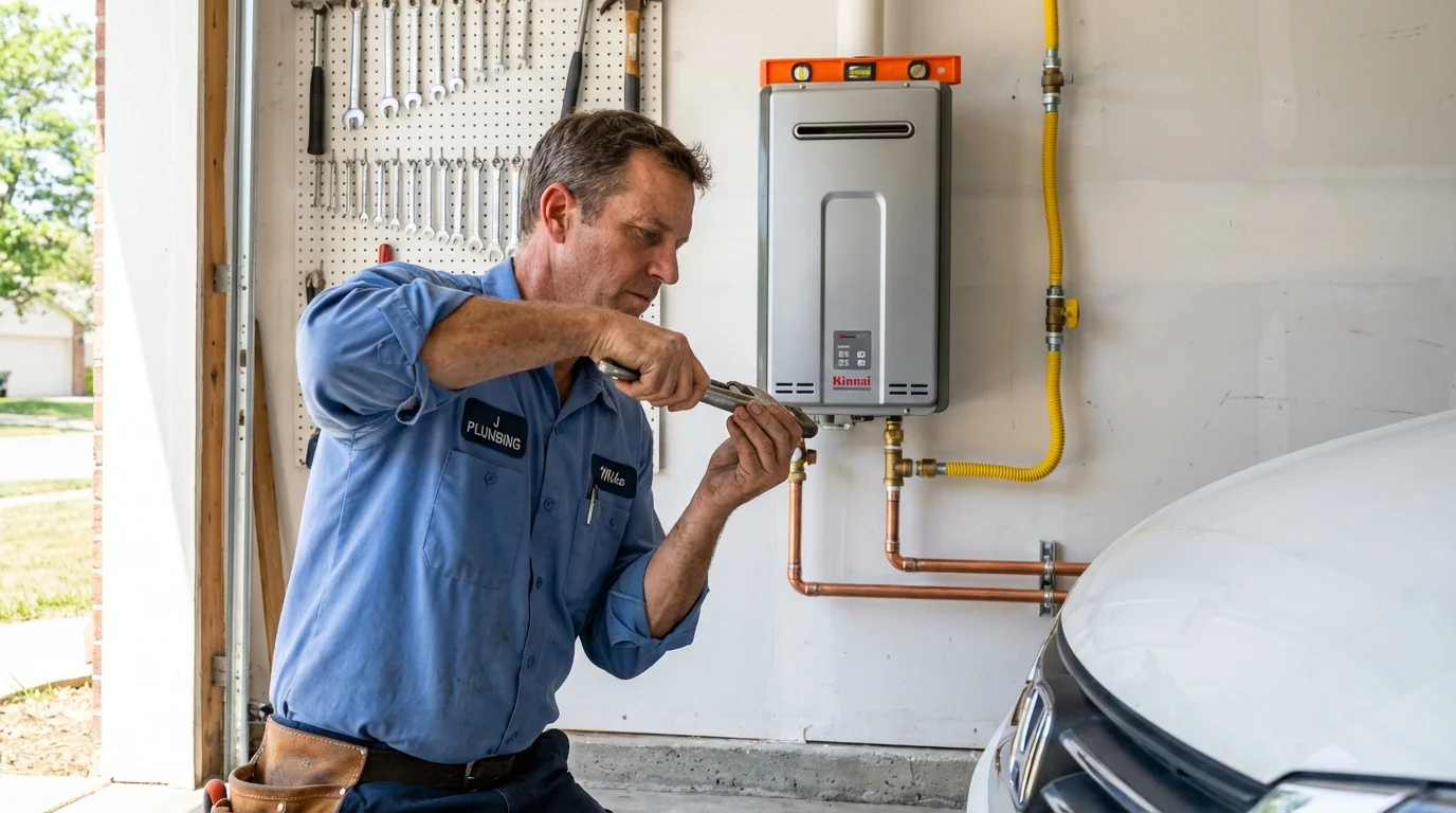 Tankless water heater installation by a Johns Plumbing LLC plumber in Gaylord